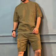 Men's Summer Round Neck Short-sleeved Top And Shorts Set Clothing