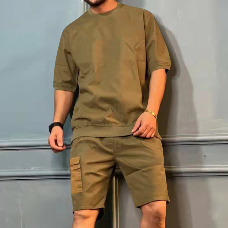 Men's Summer Round Neck Short-sleeved Top And Shorts Set Clothing