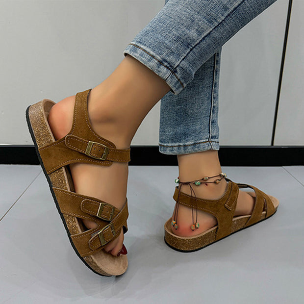 Open Toe Flat Buckle Sandals