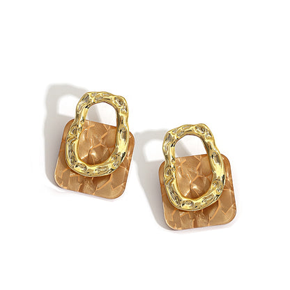 Acrylic Geometric Square Hanging Stud Earrings
