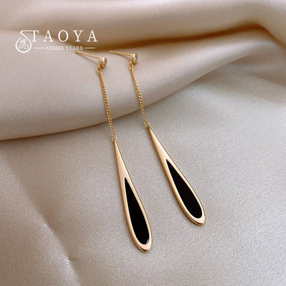 Fashion Black Tassel Drop Earrings