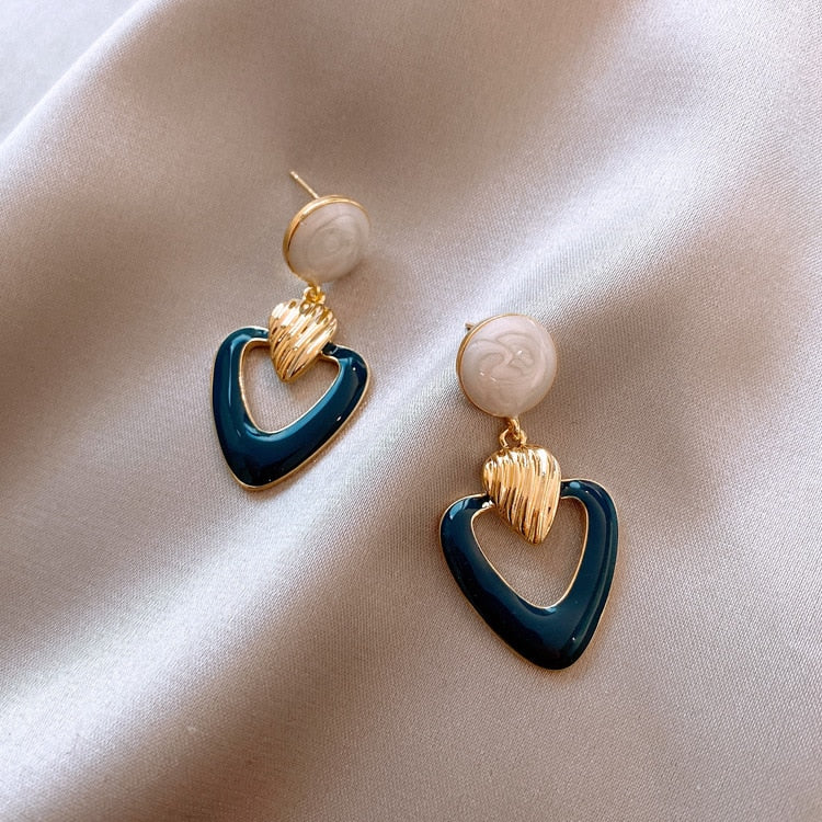 Delicate Enamel Drop Earrings – Vintage Alloy Jewelry