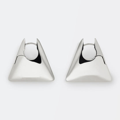 New Minimalist Punk Golden Silver Color Triangle Bag Shaped Metal Hoop Earrings For Women Party Retro Jewelry