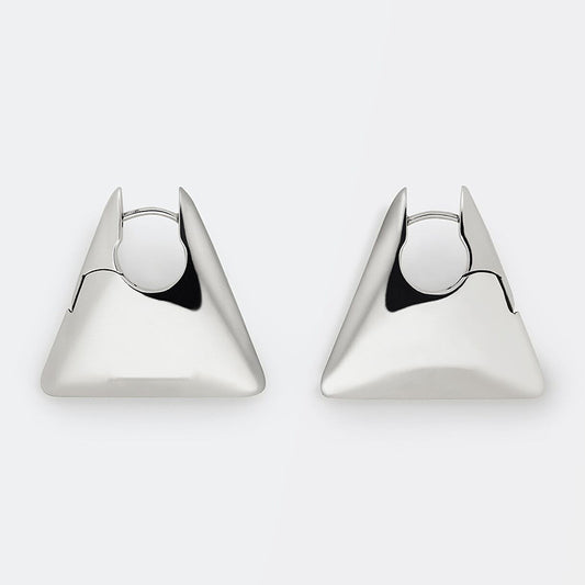 New Minimalist Punk Golden Silver Color Triangle Bag Shaped Metal Hoop Earrings For Women Party Retro Jewelry