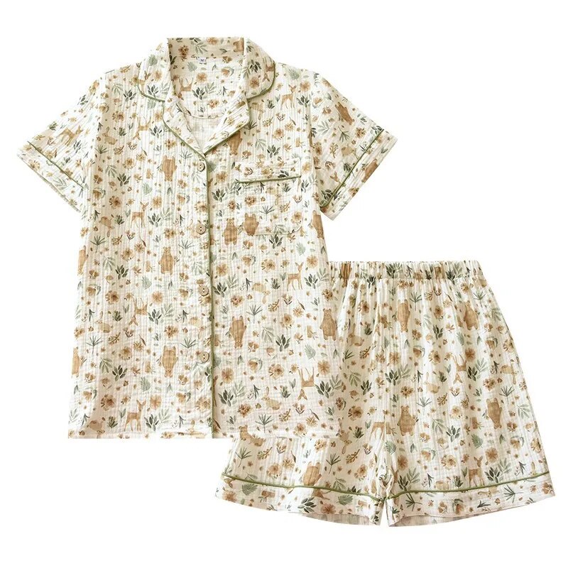 Floral Cotton Gauze Pajama Set