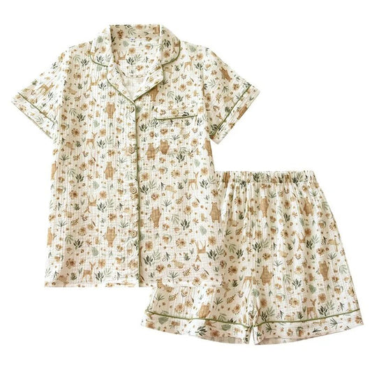 Floral Cotton Gauze Pajama Set