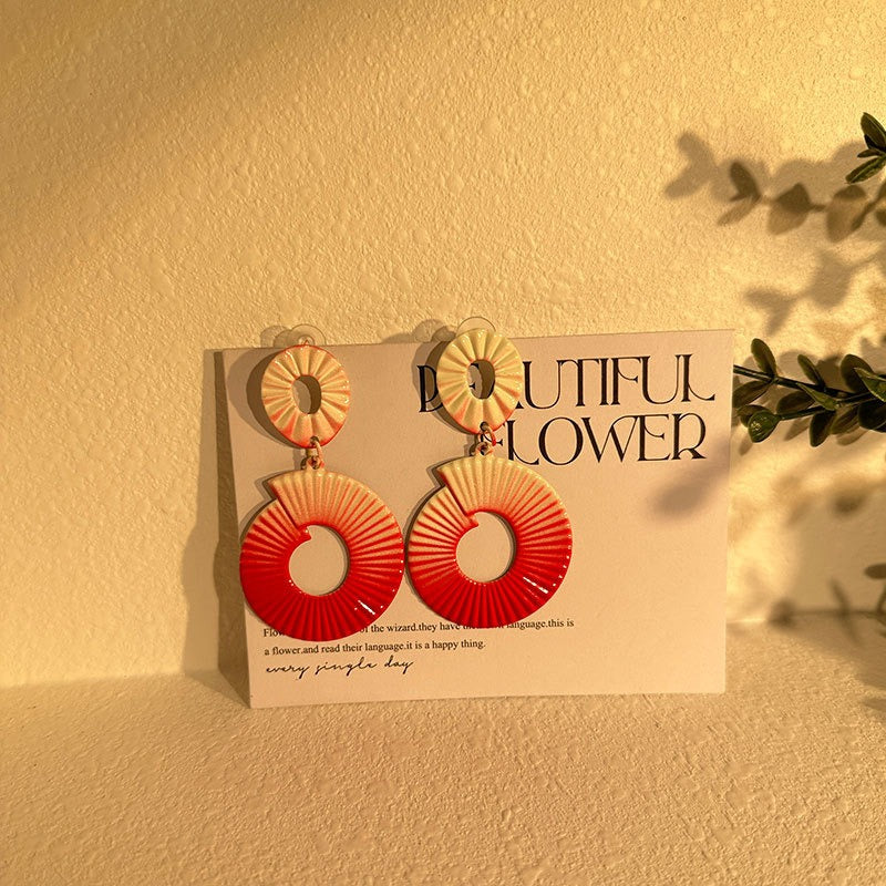 Geometric hand-painted gradient exaggerated earrings