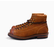 Retro Color Block High-top Round Toe Boots