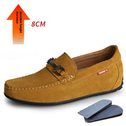 Matte Suede Cowhide Invisible Height Increasing Insole Men's Lazy Daily Driving Shoes