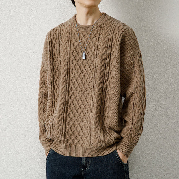 Weave Round Neck Sweater For Men