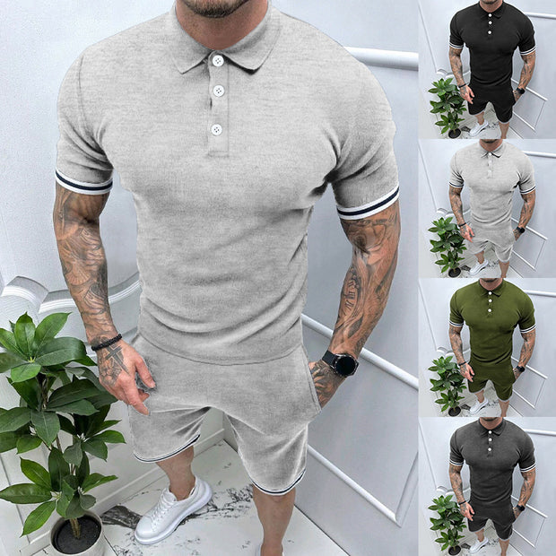 Lapel Button Men Casual Set