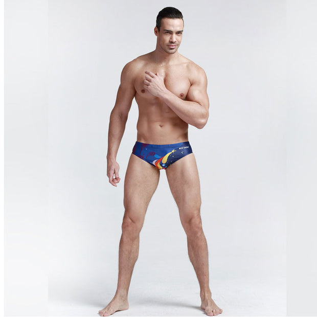 Men's Low-waist Tight, Quick-dry Printed Swim Wear