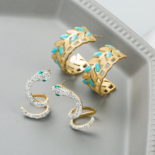 Trendy Hollow Snake-Shaped Titanium Steel Earrings – Creative Fashion Jewelry for Women