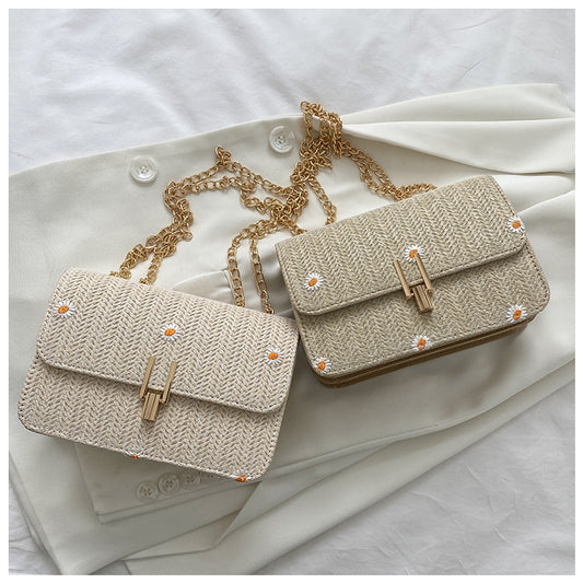 Lace Flower Woven crossbody bag
