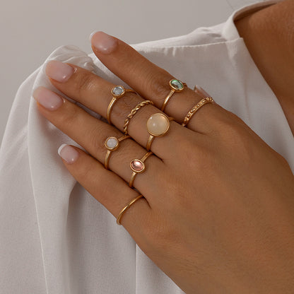 INS Hollow Cross Chain Punk Ring Set