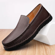 Men's Leather Round Toe Casual Loafer Shoes