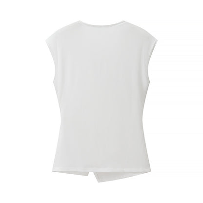 Pin texture sleeveless top+pants set