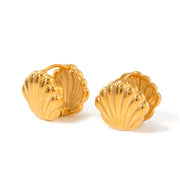 18K Gold Stainless Steel Double-sided Small Shell Earrings