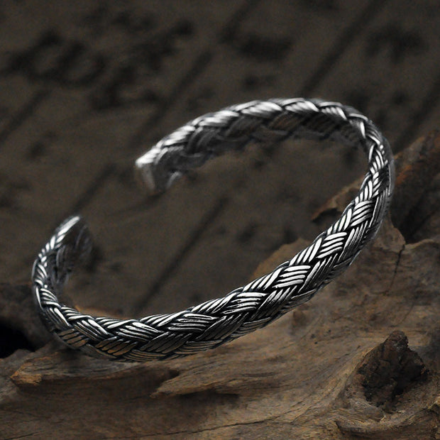 Vintage Twist Hand-Made Silver Bracelet Men