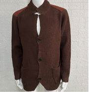 Stand Up Collar Men Knitted Jacket