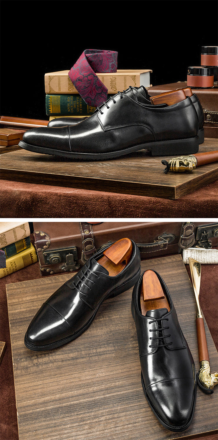 Three-joint Leather Lace-up Leather Dress Shoes