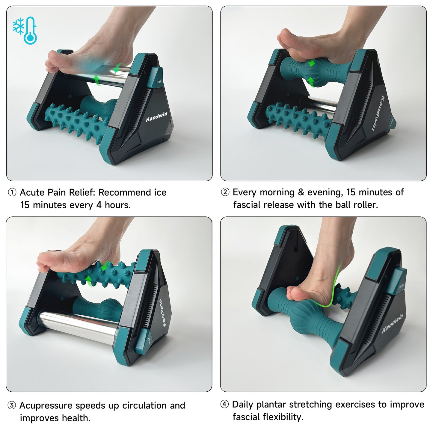 Foot massager with ice compress to relieve plantar fascia and foot pain Three in one massage for foot and heel pain