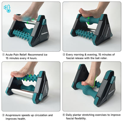 Foot massager with ice compress to relieve plantar fascia and foot pain Three in one massage for foot and heel pain