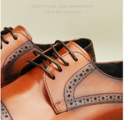 Leather Brogue Carved Dress Shoes Men