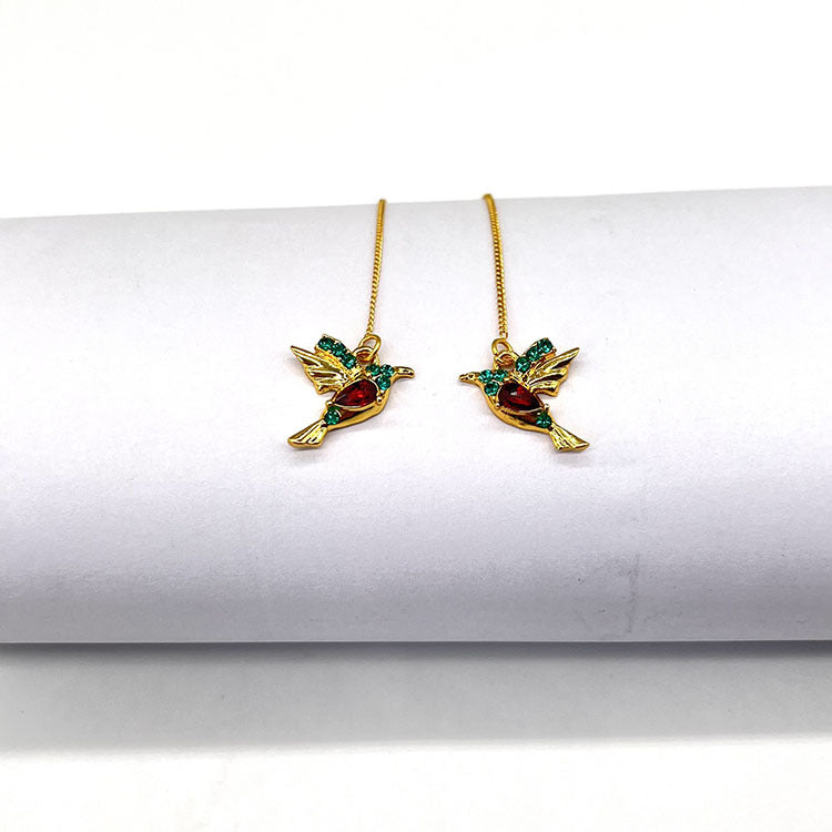Zircon Hummingbird Winged Bird Earrings