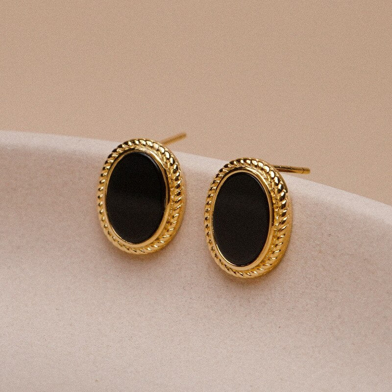 Black Zircon Stud Earrings