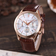 Six-pin quartz leather waterproof casual luminous watch