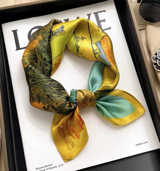 Small scarf versatile temperament mulberry silk small square scarf multifunctional headband scarf