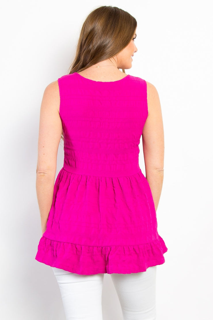 Be Stage Ruffled Sleeveless Babydoll Top