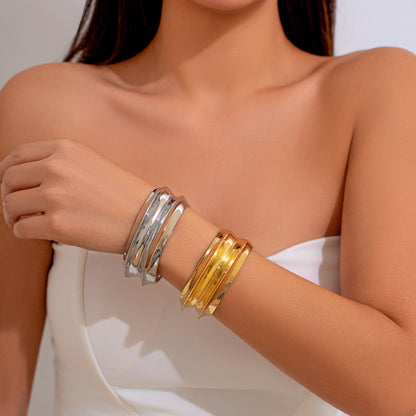 Exaggerated metal texture wide face bracelet with irregular personality for women Bracelet