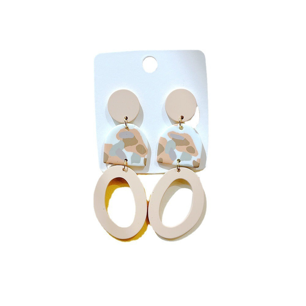 Milk Coffee Soft Geometric Camo Earrings – INS Style