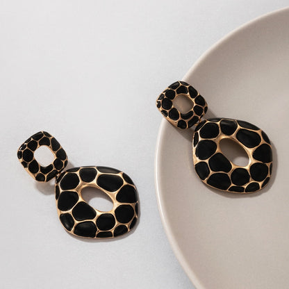 Boho Leopard Print Square Geometric Earrings