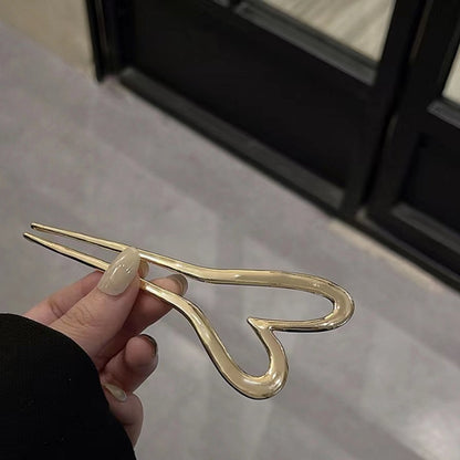 Women Simple Love U-shaped Alloy Hairpin