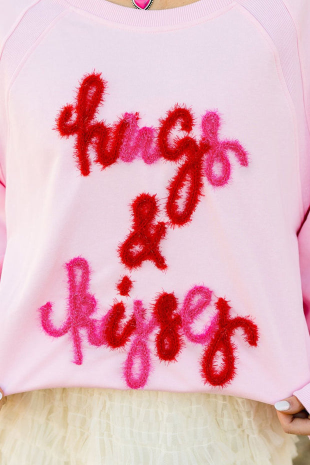 Valentine’s Day HUG AND KISSES Round Neck Sweatshirt