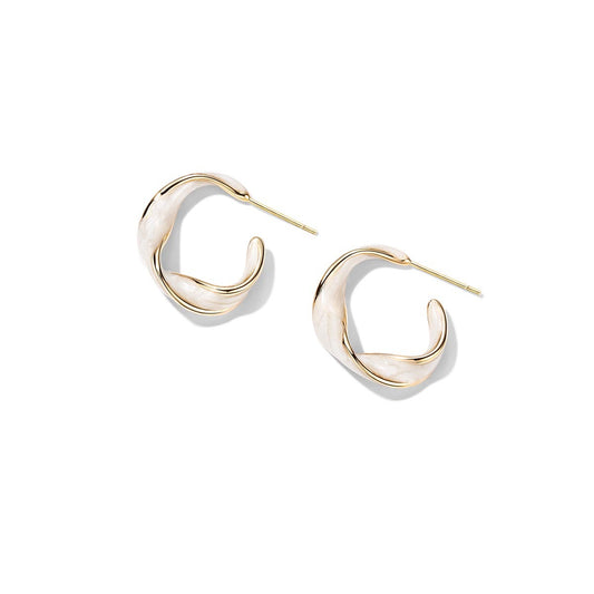 INS Style Geometric Silver Earrings – Minimal Drip Oil Design for Women