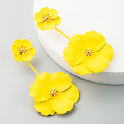 Bohemian Alloy Flower Long Earrings