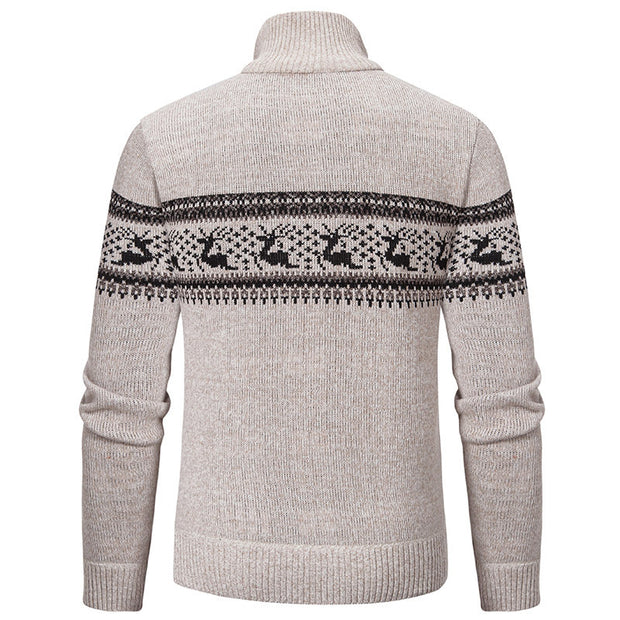 Half-open Zipper Men's  Color Matching Knitwear