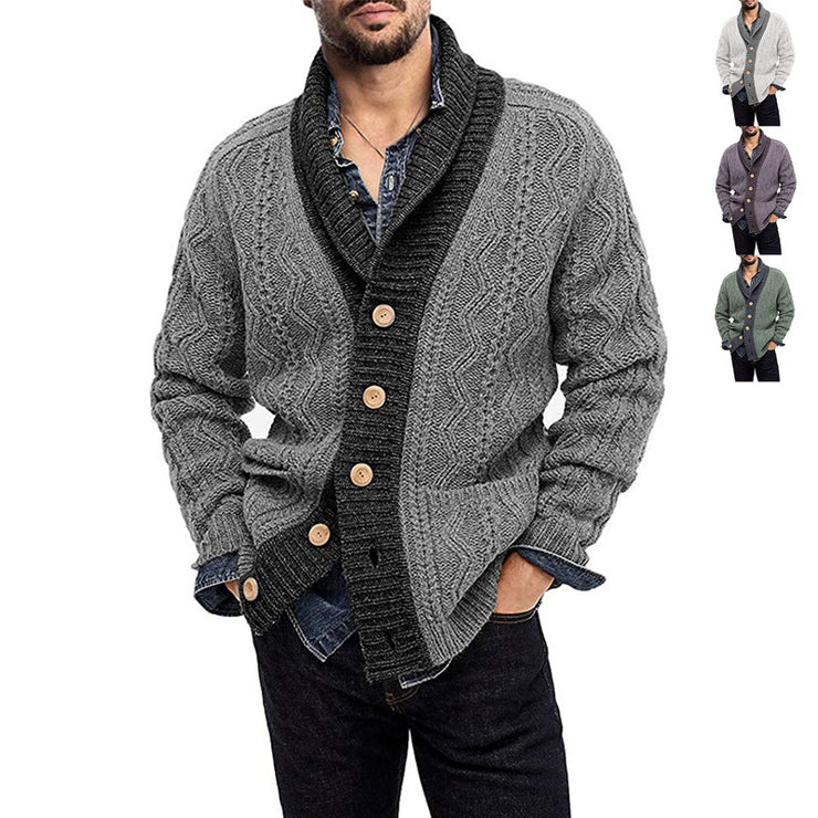 Lapel Knit Men Cardigon