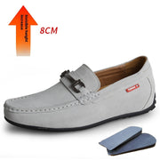 Matte Suede Cowhide Invisible Height Increasing Insole Men's Lazy Daily Driving Shoes