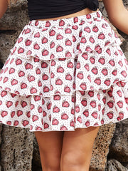 Perfee Layered Printed Mini Skirt