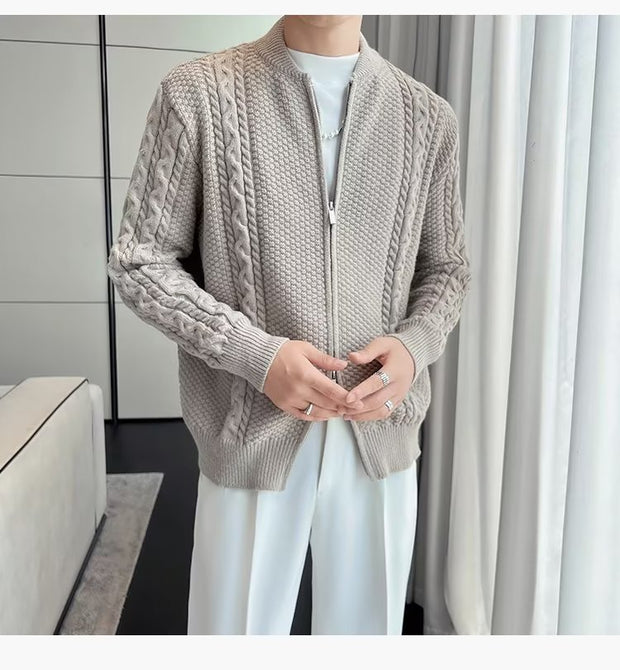 Men Niche Zipper Knitted Cardigan