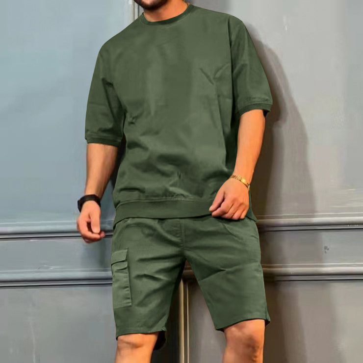 Men's Summer Round Neck Short-sleeved Top And Shorts Set Clothing