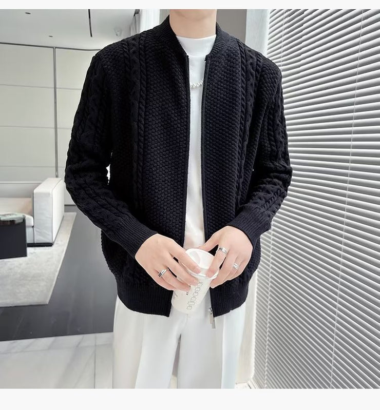 Men Niche Zipper Knitted Cardigan