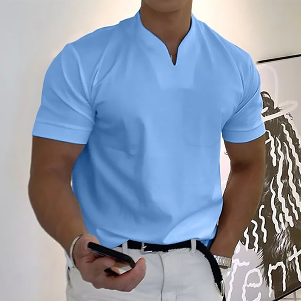 Men Stand Collar Short Sleeve Polo