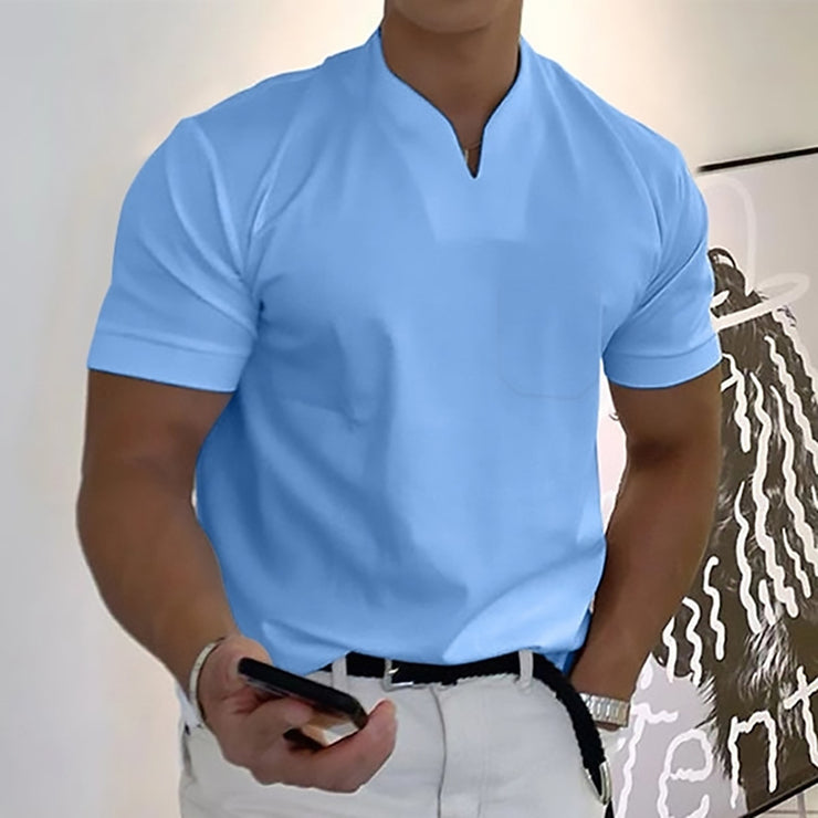 Men Stand Collar Short Sleeve Polo