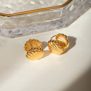 18K Gold Stainless Steel Double-sided Small Shell Earrings